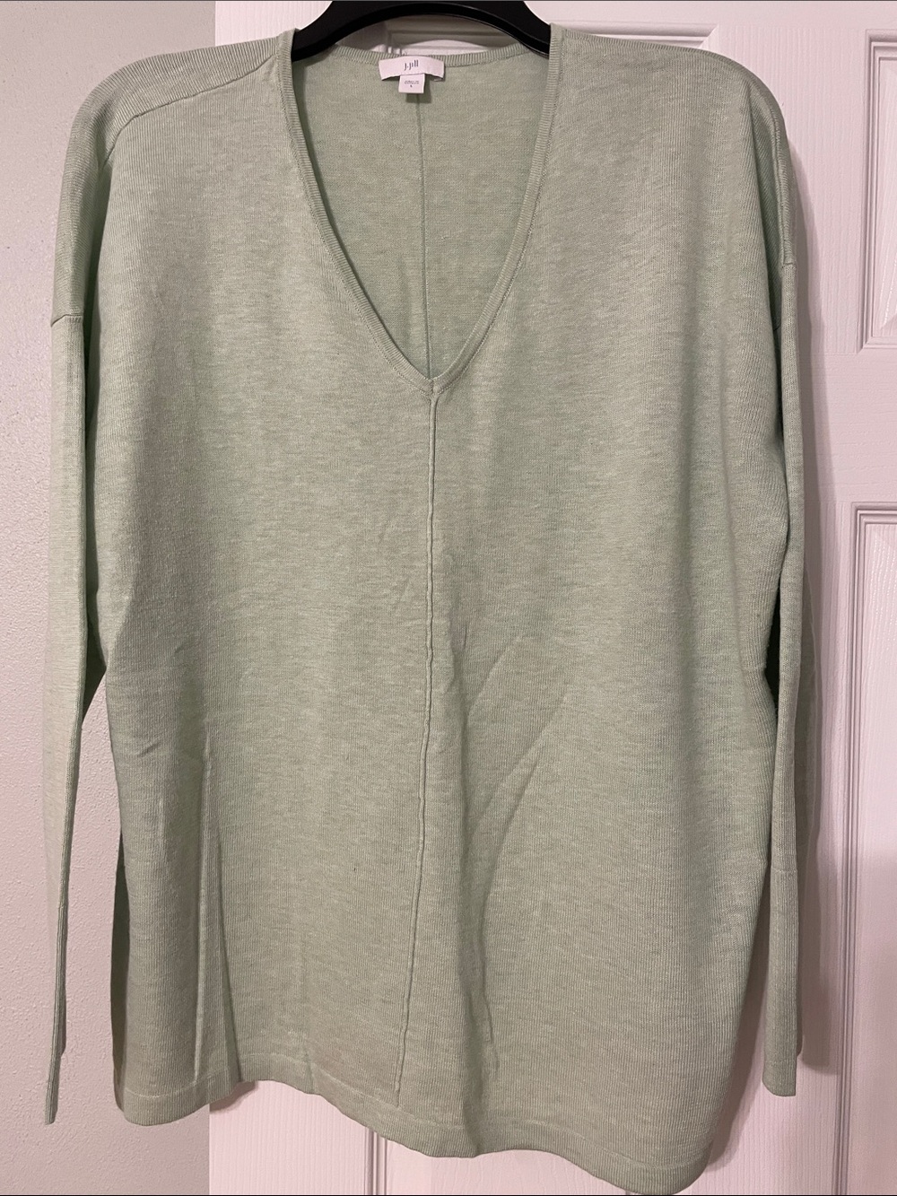 J.Jill minty green v-neck lightweight organically grown cotton sweater, NWOT